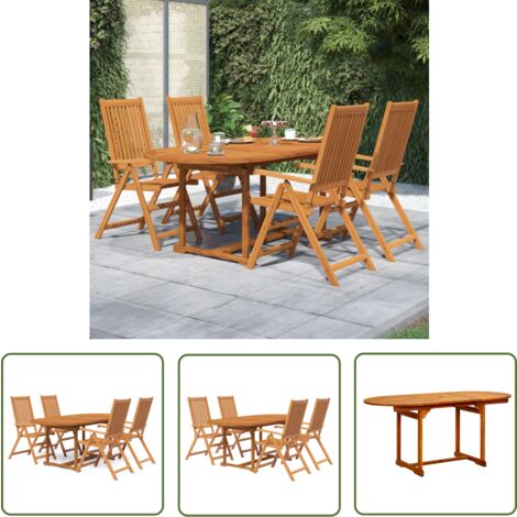 The Living Store 5-tlg. Garten-Essgruppe Massivholz Akazie - Gartenmöbel - Essgruppe - Holztisch - Gartentisch - Akasie