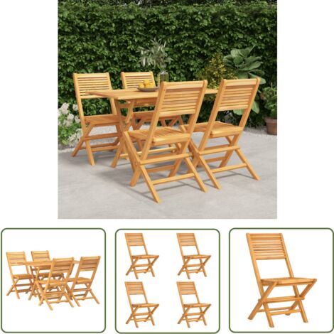 The Living Store 5-tlg. Garten-Essgruppe Massivholz Teak - Holztisch - Gartentisch - Essgruppe - Gartenmöbel - Teakholz