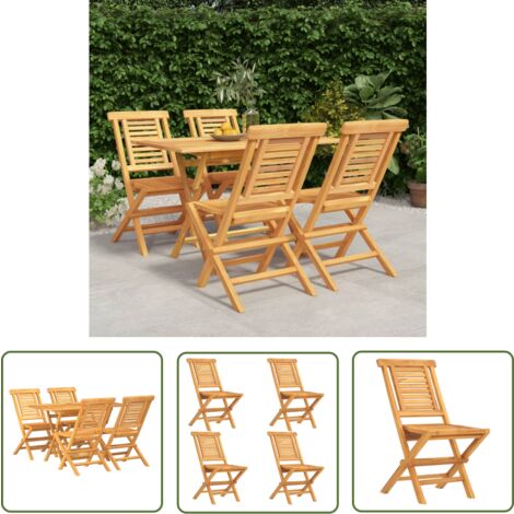 The Living Store 5-tlg. Garten-Essgruppe Massivholz Teak - Holztisch - Gartentisch - Essgruppe - Gartenmöbel - Teakholz