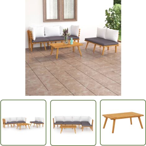 The Living Store 5-tlg. Garten-Lounge-Set mit Kissen Massivholz Akazie - Gartensofa - Loungesessel - Gartenmöbeln - Holztisch - Akasienholz