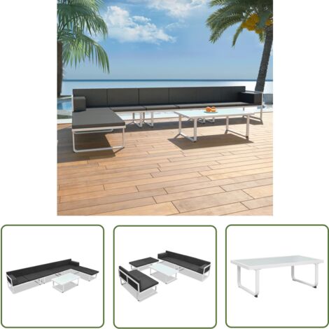 The Living Store 5-tlg. Garten-Lounge-Set Textilene Aluminium Schwarz - Gartenmöbel - Lounge-Set - Outdoor Möbel - Esszimmergarnitur - Terrassenmöbeln