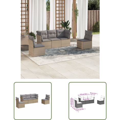 The Living Store 5-tlg. Garten-Sofagarnitur mit Kissen Beige Poly Rattan - Gartensorte - Esszimmergarnituren - Lounge Möbel - Outdoor Sofa - Gartenlounge