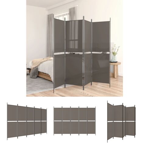 The Living Store 5-tlg. Paravent Anthrazit 250x220 cm Stoff - Raumteiler