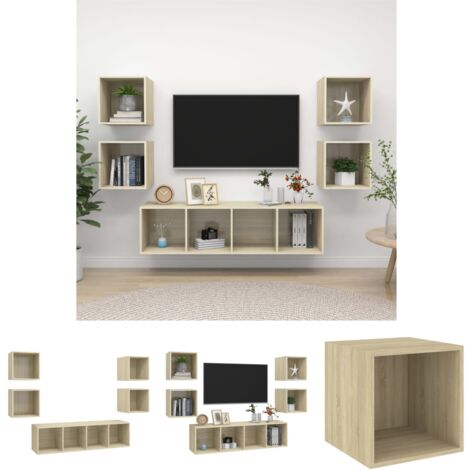 The Living Store 5-tlg. TV-Schrank-Set Sonoma-Eiche Holzwerkstoff - TV-Möbel