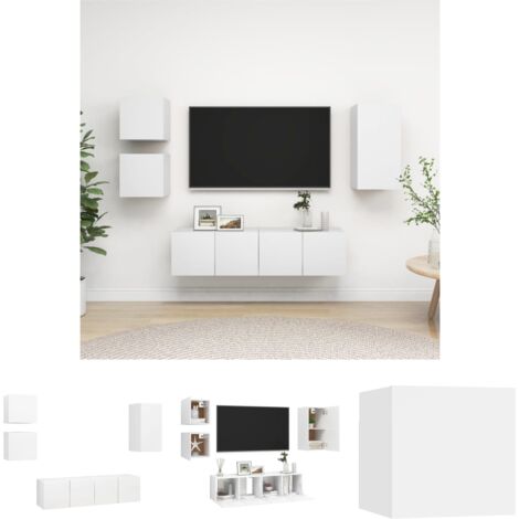The Living Store 5-tlg. TV-Schrank-Set Weiß Holzwerkstoff - TV-Möbel
