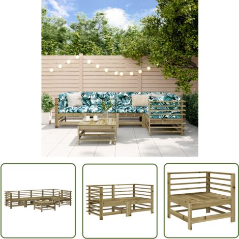 The Living Store 6-tlg. Garten-Lounge-Set Imprägniertes Kiefernholz - Gartenmöbel - Loungeset - Rattan Möbel - Kiefernholz - Gartensitzgruppe