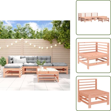 The Living Store 6-tlg. Garten-Lounge-Set Massivholz Douglasie - Gartenmöbel - Loungesessel - Outdoor Möbel - Douglasie - Holzmöbel