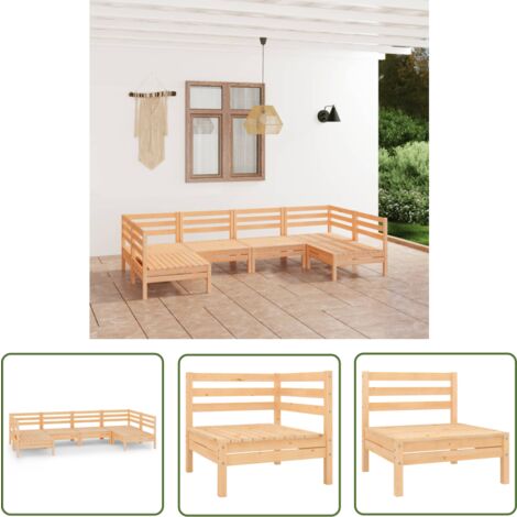 The Living Store 6-tlg. Garten-Lounge-Set Massivholz Kiefer - Gartenmöbel - Loungesessel - Rattan Möbel - Kiefernholzmöbel - Gartenloungeset