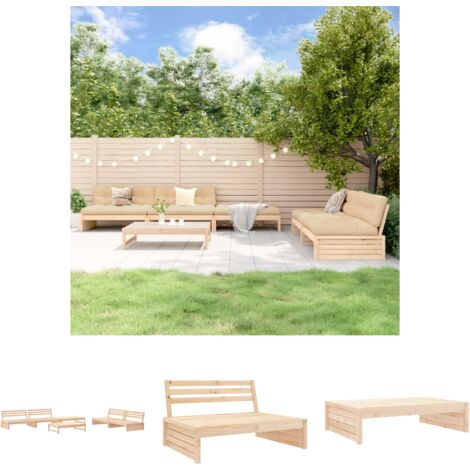 The Living Store 6-tlg. Garten-Lounge-Set Massivholz Kiefer -  Gartenmöbel-Sets