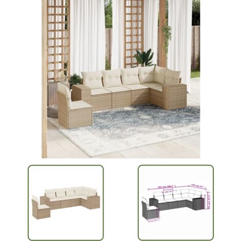The Living Store 6-tlg. Garten-Sofagarnitur mit Kissen Beige Poly Rattan - Gartenmöbel - Sofagarnitur - Outdoor Möbel - Rattan Gartenmöbel - PE-Rattan