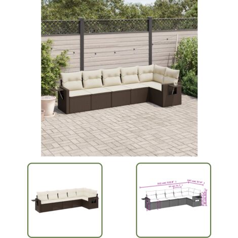 The Living Store 6-tlg. Garten-Sofagarnitur mit Kissen Braun Poly Rattan - Gartenmöbel - PE-Rattan Möbel - Outdoor-Set - Lounge Set - Sofasatz