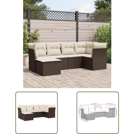 The Living Store 6-tlg. Garten-Sofagarnitur mit Kissen Braun Poly Rattan - Gartenmöbel Set - PE-Rattan Möbel - Outdoor Sofa - Lounge Set - Gartenlounge