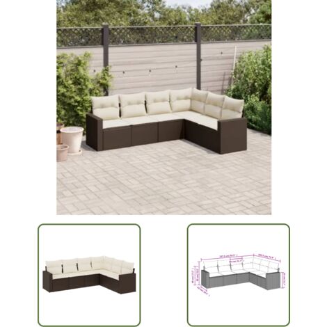 The Living Store 6-tlg. Garten-Sofagarnitur mit Kissen Braun Poly Rattan - Gartensofa - Outdoor Möbel - Gartenmöbel Set - Rattan Sofa - Lounge Set