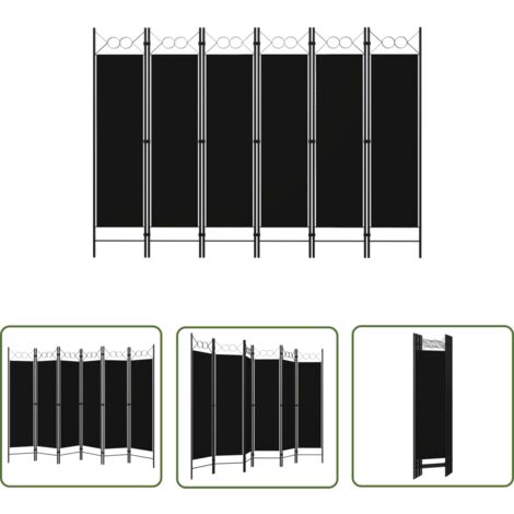 The Living Store 6-tlg. Raumteiler Schwarz 240 x 180 cm - Raumteiler - Dekorationsartikel - Wohnzimmerdeko - Trennwandsystem - Privacy Screen