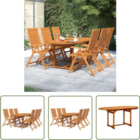 The Living Store 7-tlg. Garten-Essgruppe Massivholz Akazie - Gartenmöbel - Essgruppe - Holztisch - Gartentisch - Akasie Möbel