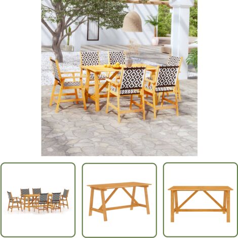 The Living Store 7-tlg. Garten-Essgruppe Massivholz Akazie - Gartenmöbel - Essgruppe - Holztisch - Gartentisch - Akazientisch