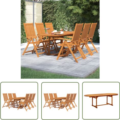 The Living Store 7-tlg. Garten-Essgruppe Massivholz Akazie - Gartensessel - Gartentisch - Holztisch - Esszimmerset - Gartenmöbel