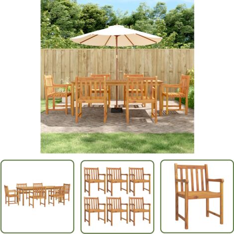 The Living Store 7-tlg. Garten-Essgruppe Massivholz Akazie - Holztisch - Gartentisch - Esszimmerset - Gartenmöbeln - Akazientisch