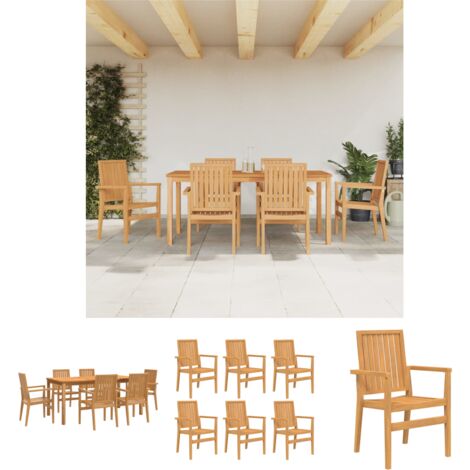 The Living Store - 7-tlg. Garten-Essgruppe Massivholz Teak