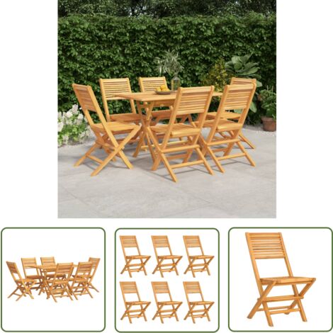 The Living Store 7-tlg. Garten-Essgruppe Massivholz Teak - Holztisch - Gartentisch - Essgruppe - Gartenmöbelset - Teakholzmöbel