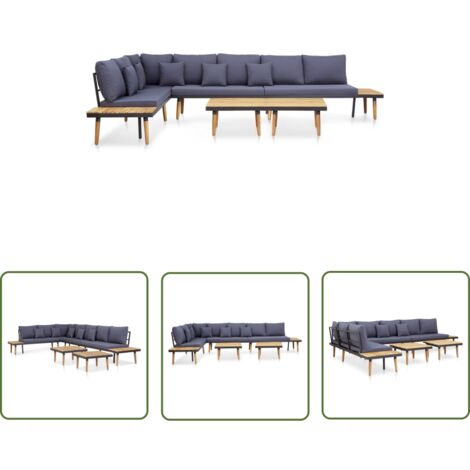 The Living Store 7-tlg. Garten-Lounge-Set mit Kissen Massivholz Akazie Braun - Gartensofa - Lounge Set - Gartenmöbeln - Outdoor Möbel - Esszimmergarnitur