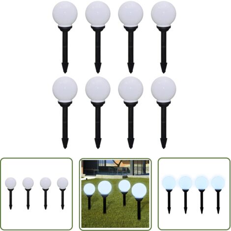 The Living Store 8 pcs Lampes d'allée d'extérieur à LED 15 cm et piquet au sol - Lumieres Exterieures - Lampes Solaires - Decoration Jardin - Éclairage Led - Luminaire Solaire