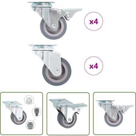 The Living Store 8 pcs Roulettes pivotantes 50 mm - Roulettes Pivotantes - Roulettes De Meuble - Roulettes Industrielles - Chariots Mobiles - Accessoires De Rangement