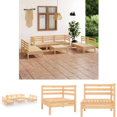 The Living Store - 8-tlg. Garten-Lounge-Set Massivholz Kiefer