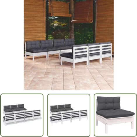 The Living Store 8-tlg. Garten-Lounge-Set mit Anthrazit Kissen Kiefernholz - Gartenzubehör - Lounge Set - Gartenmöbel - Outdoor Möbel - Kiefernholz