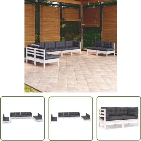 The Living Store 8-tlg. Garten-Lounge-Set mit Kissen Kiefer Massivholz - Gartenzubehör - Lounge Set - Gartenmöbel - Rattan Möbel - Outdoor Furniture