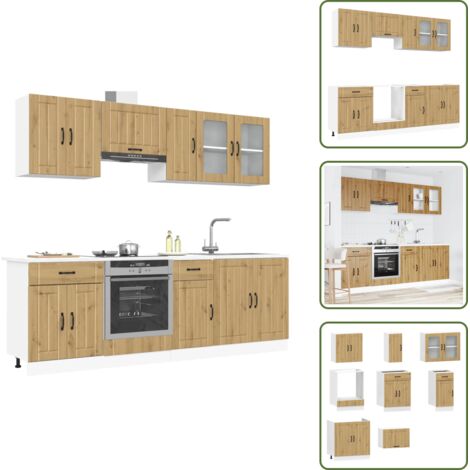 The Living Store 8-tlg. Küchenschrank-Set Kalmar Artisan-Eiche Holzwerkstoff - Küchenmöbel