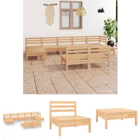 The Living Store - 9-tlg. Garten-Lounge-Set Massivholz Kiefer