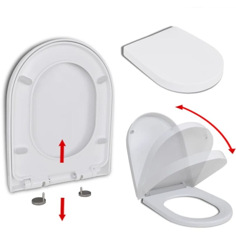 The Living Store - Abattant wc à fermeture en douceur Libération rapide Carré Blanc