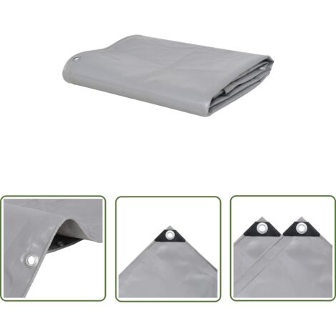 The Living Store Abdeckplane 650 g/m² 3,5 x 5 m Grau - Abdeckplane - Plane - Canvas Plane - Wasserdichte Plane - UV-Schutz Plane