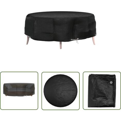 The Living Store Abdeckung für Lounge-Insel 8 Ösen Ø188x50 cm Rund - Lounge Inselfabrikate - Gartenmöbelschutzhülle - UV-Schutz - Wasserfeste Überdachung - Gartenmöbel Abdecken