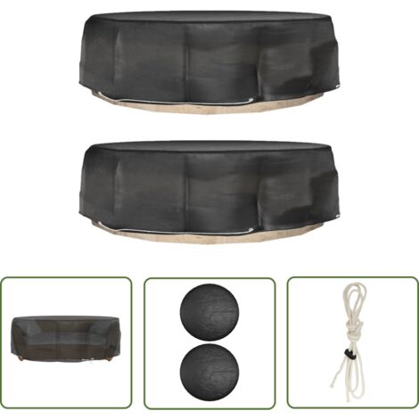 The Living Store Abdeckungen für Lounge-Insel 2 Stk. 8 Ösen Ø188x50 cm Rund - Lounge Inselfabrikate - Gartenmöbelschutzhülle - UV-Schutz - Wasserfeste Abdeckung - Gartenmöbelüberdachung