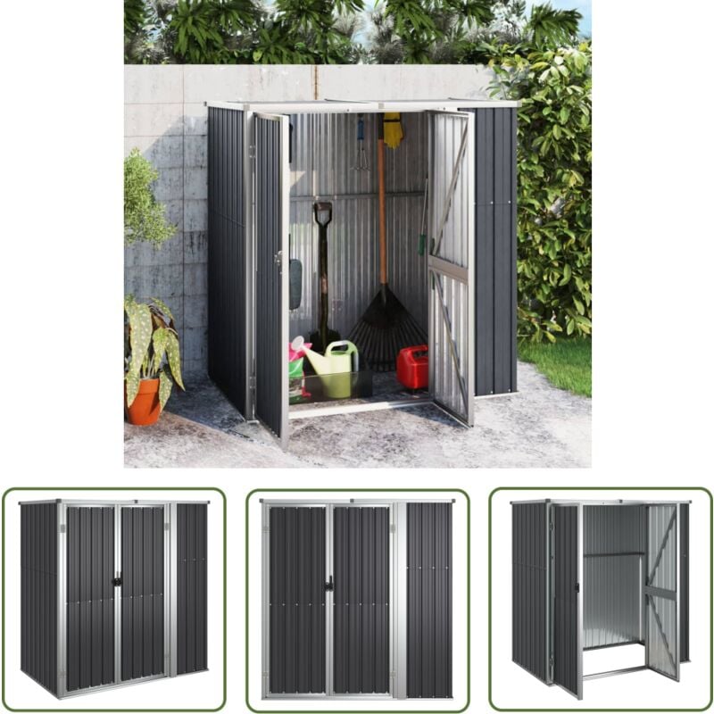 Abri à outils de jardin anthracite 161x89x161cm acier galvanisé - Abri De Jardin - Abri Outil - Rangement Jardin - Cabane Jardin - Atelier Exterieur