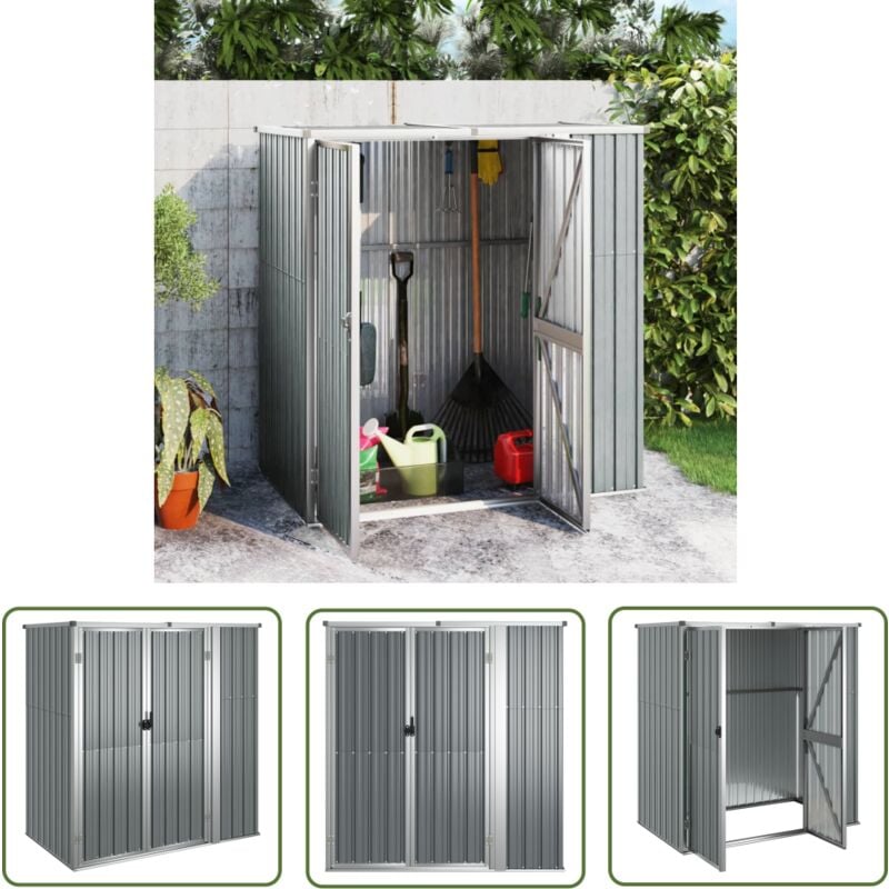 Abri à outils de jardin Gris 161x89x161 cm Acier galvanisé - Abri De Jardin - Abri Outil - Rangement Jardin - Cabane Jardin - Atelier Exterieur - The