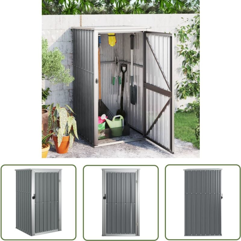 Abri à outils de jardin gris 88x89x161 cm acier galvanisé - Abri De Jardin - Abri Outil - Rangement Jardin - Cabane Jardin - Atelier Exterieur - The