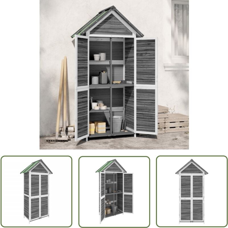 Abri à outils de jardin gris 89x52,5x175 cm bois massif pin - Abri De Jardin - Abri Outil - Rangement Jardin - Cabane Jardin - Stockage Outils - The