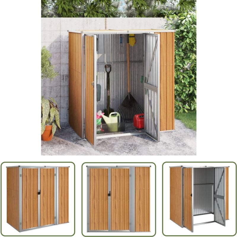 Abri à outils de jardin marron 161x89x161 cm acier galvanisé - Abri De Jardin - Abri Outil - Rangement Jardin - Cabane Jardin - Atelier Exterieur