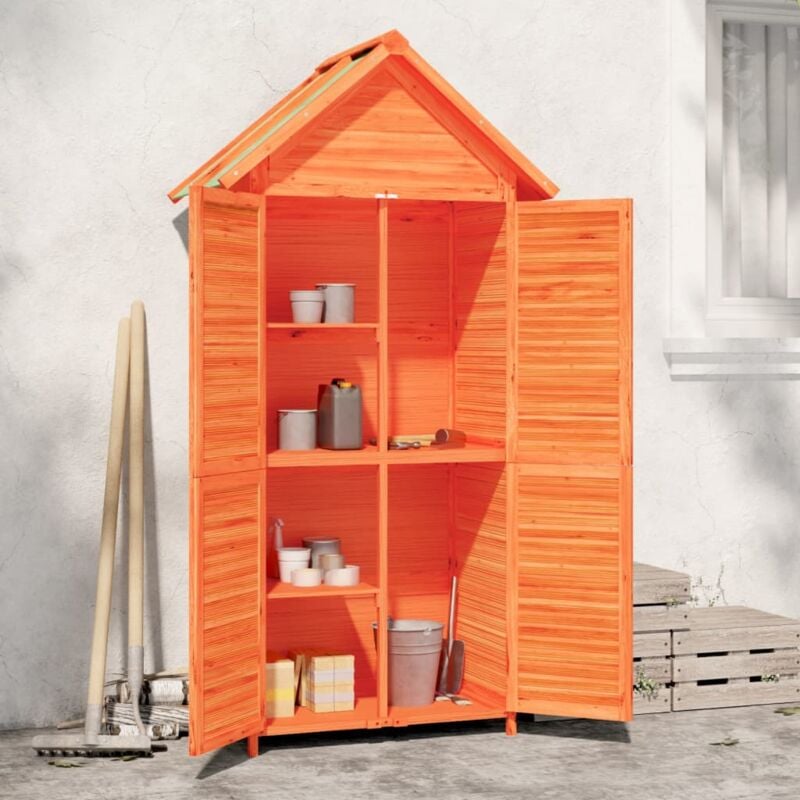 The Living Store - Abri à outils de jardin marron 89x52,5x175 cm bois massif pin Brun