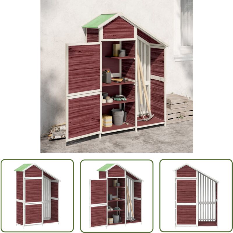 Abri à outils de jardin moka 120x53,5x170 cm bois massif pin - Abri De Jardin - Cabane De Jardin - Rangement Extérieur - Outillage De Jardin