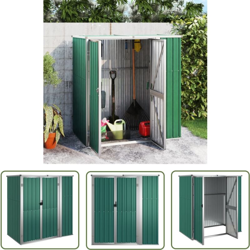 Abri à outils de jardin vert 161x89x161 cm acier galvanisé - Abri De Jardin - Abri Outil - Rangement Jardin - Cabane Jardin - Atelier Exterieur - The