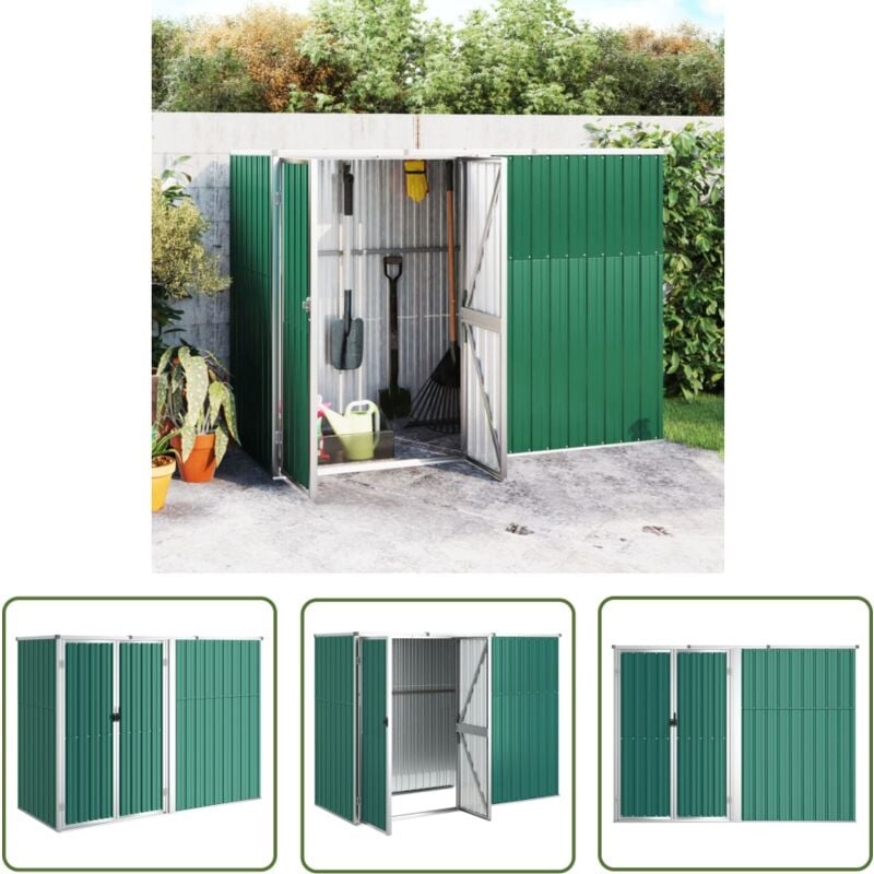 Abri à outils de jardin Vert 225x89x161 cm Acier galvanisé - Abri De Jardin - Abri Outil - Rangement Jardin - Cabane Jardin - Atelier Exterieur - The