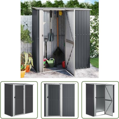 The Living Store Abri de jardin Anthracite 180,5x97x209,5 cm Acier galvanisé - Abri De Jardin - Abri Extérieur - Rangement Extérieur - Outillage - Stockage