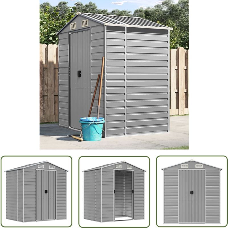 Abri de jardin gris clair 191x130x198 cm acier galvanisé - Abri De Jardin - Abri Métallique - Rangement Extérieur - Cabane Extérieure - Outillage