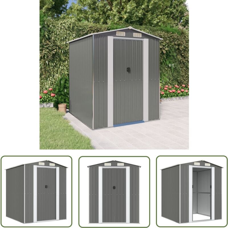 Abri de jardin Gris clair 192x191x223 cm Acier galvanisé - Abri De Jardin - Abri De Jardin Exterieur - Rangement Exterieur - Cabane De Jardin