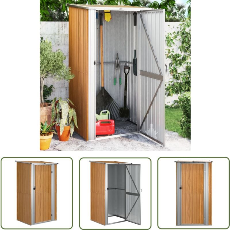 Abri de jardin Marron 118,5x97x209,5 cm Acier galvanisé - Abri De Jardin - Abri Extérieur - Rangement Extérieur - Outil - Atelier - The Living Store
