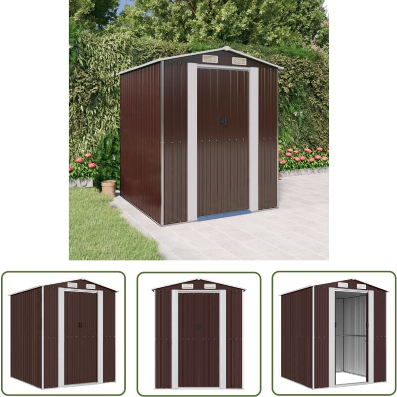 The Living Store - Abri de jardin Marron foncé 192x191x223 cm Acier galvanisé - Abri De Jardin - Abri Extérieur - Rangement Extérieur - Cabane De